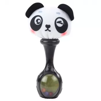 LEAN TOYS Rassel-Set mit weichen Bällen, Affen- und Panda-Motiven, 2 Stück