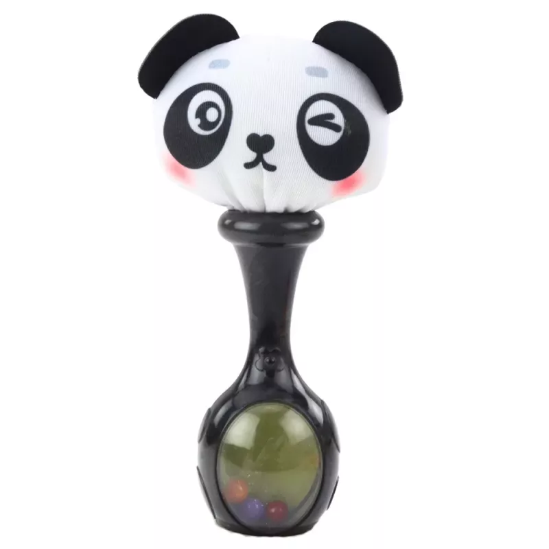 LEAN TOYS Rassel-Set mit weichen Bällen, Affen- und Panda-Motiven, 2 Stück