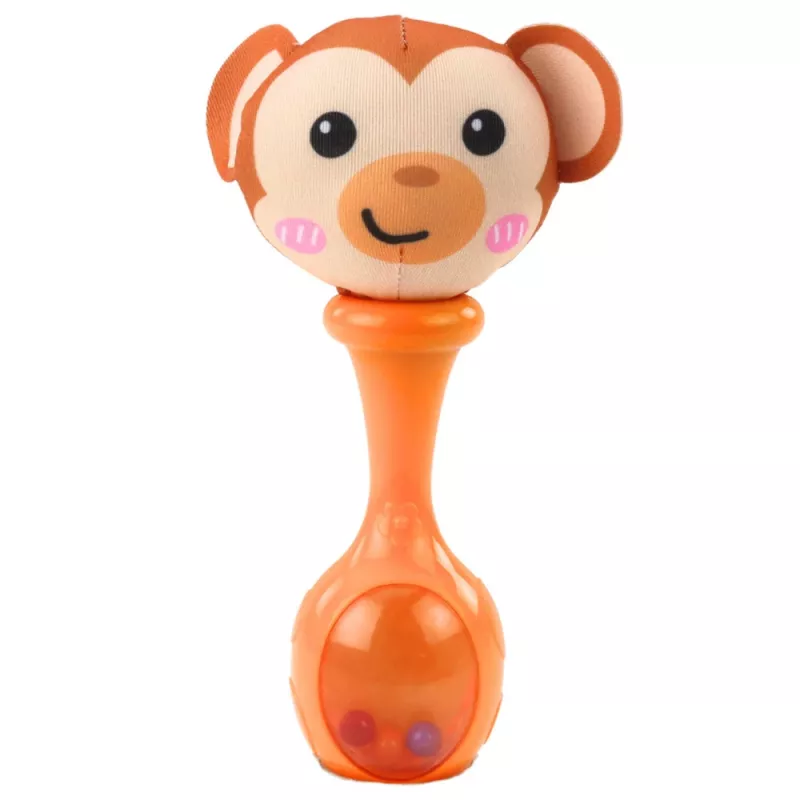 LEAN TOYS Rassel-Set mit weichen Bällen, Affen- und Panda-Motiven, 2 Stück