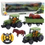 LEAN TOYS RC-Fernsteuerung Traktor mit Anhänger und Pferd-Set - 2.4GHz, wiederaufladbar, Grün/Rot, ab 3 Jahren