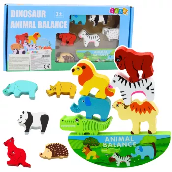 LEAN TOYS Balanced Animals Holzgeschicklichkeitsspiel 13-teilig