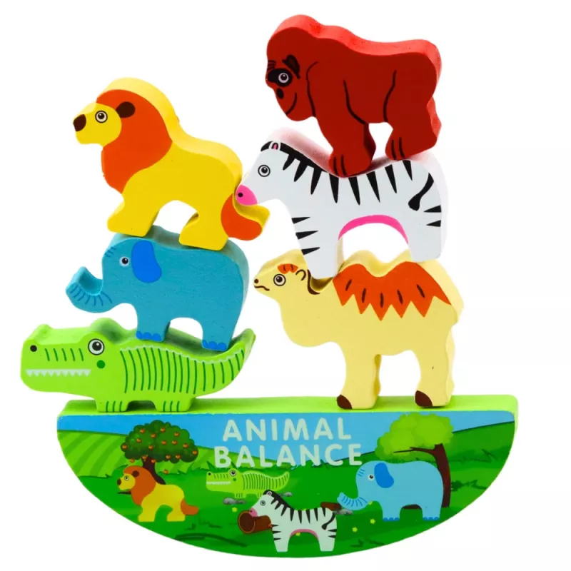 LEAN TOYS Balanced Animals Holzgeschicklichkeitsspiel 13-teilig