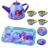 LEAN TOYS Kinder Metall Teeservice mit Tassen, Kanne und Tablett Meerjungfrau