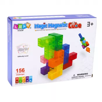 LEAN TOYS Magnetische Bausteine Magic Cube Puzzle 156 Herausforderungskarten 9 Teile