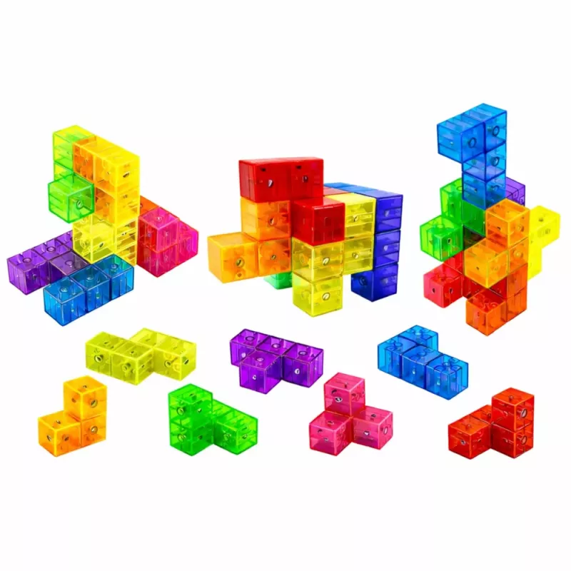 LEAN TOYS Magnetische Bausteine Magic Cube Puzzle 156 Herausforderungskarten 9 Teile