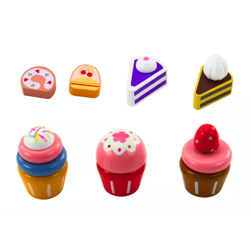 LEAN TOYS Süßigkeiten-Set Kuchen Cupcakes Holzständer