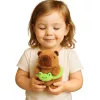 LEAN TOYS Plüsch-Capybara mit grünem Rettungsring und Frosch, Braun, 20 cm