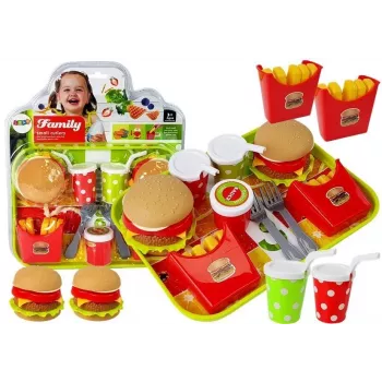 LEAN TOYS Set aus Hamburger und Pommes mit Tablett | Fast-Food-Rollenspielzeug