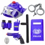 LEAN TOYS Polizei-Set für Kinder Helm Pistole Handschellen Zubehör 9 Teile