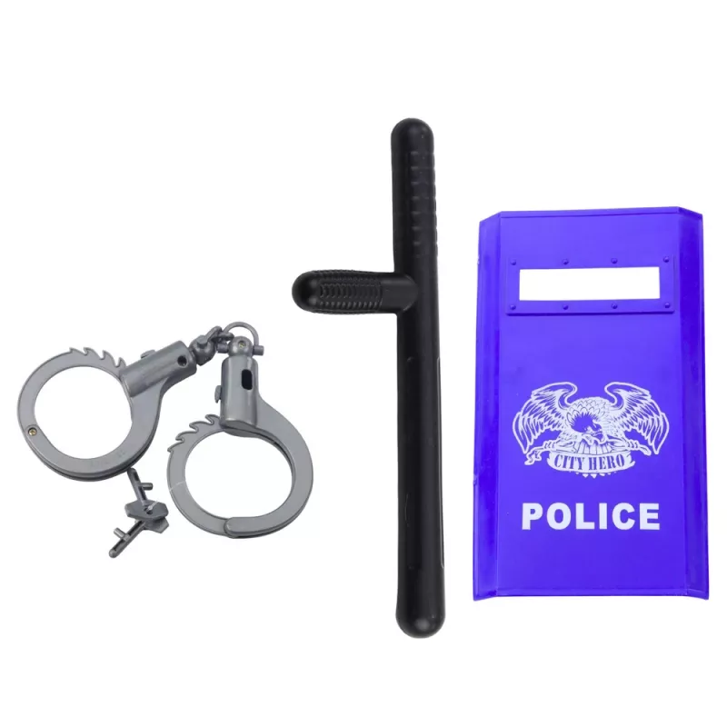 LEAN TOYS Polizei-Set für Kinder Helm Pistole Handschellen Zubehör 9 Teile