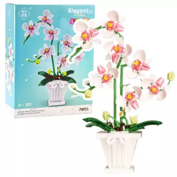 LEAN TOYS Orchidee Bausteine Orchidee im Topf Rosa und Weiß 718 Teile