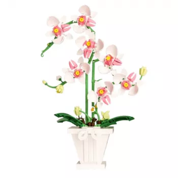 LEAN TOYS Orchidee Bausteine Orchidee im Topf Rosa und Weiß 718 Teile