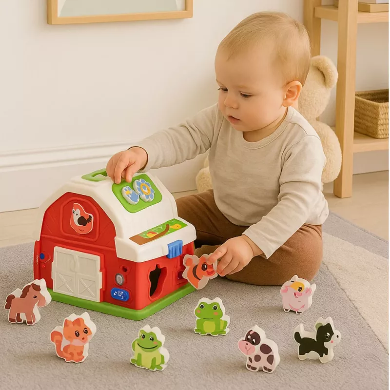 LEAN TOYS Interaktiver Bauernhof mit Musik, Tieren, Lichtern und Geräuschen
