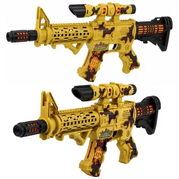 LEAN TOYS Spielzeuggewehr Tarnung Zielfernrohr Beweglicher Schalldämpfer Licht und Sound 54 cm