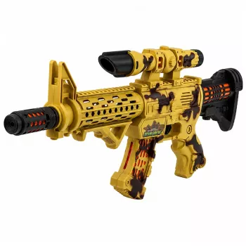 LEAN TOYS Spielzeuggewehr Tarnung Zielfernrohr Beweglicher Schalldämpfer Licht und Sound 54 cm