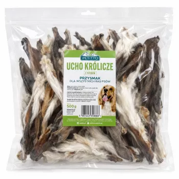 PETITTO Kaninchenohren mit Fell Hundesnacks, 500 g