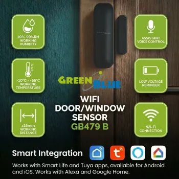 GREENBLUE GB479 B Kabelloser Wi-Fi Tür-/Fenstersensor - Weiß
