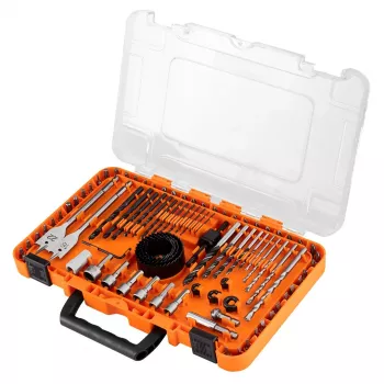 NEO TOOLS 90-teiliger Bohrer- und Schraubendreher-Bitsatz mit Steckschlüsseln und Lochsägen