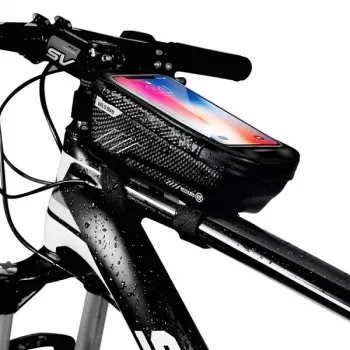 WILDMAN Bike Holder Case M E2 1L Schwarz - Lenkertasche für Smartphone, spritzwassergeschützt, Touchscreen-kompatibel, 1L Stauraum