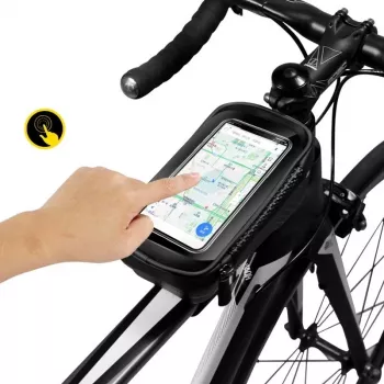 WILDMAN Bike Holder Case M E2 1L Schwarz - Lenkertasche für Smartphone, spritzwassergeschützt, Touchscreen-kompatibel, 1L Stauraum