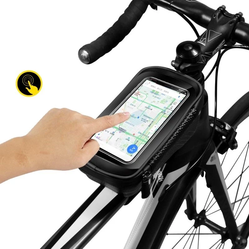 WILDMAN Bike Holder Case M E2 1L Schwarz - Lenkertasche für Smartphone, spritzwassergeschützt, Touchscreen-kompatibel, 1L Stauraum