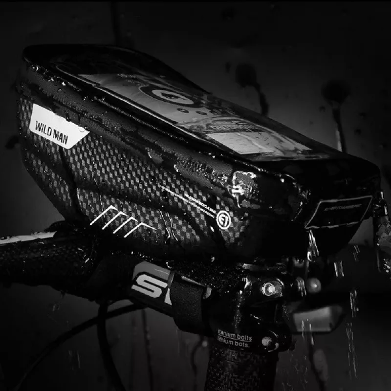 WILDMAN Bike Holder Case S E1 1L Schwarz – Kompakte Fahrrad-Rahmentasche mit Klettverschlüssen
