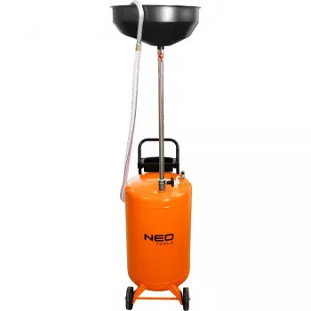 NEO TOOLS 10-810 Mobiler Ölauffangwagen, Schwerkraft, 70 L Tank, pneumatische Entleerung, 420 mm Auffangschale, höhenverstellbar 1000-1600 mm