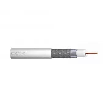 DIGITUS RG-6 Koaxialkabel, 1,05 mm Kupfer, 75 Ohm, doppelt geschirmt (2x Folie + 77% Geflecht), Eca, PVC-Mantel, 305 m, Weiß