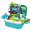 LEAN TOYS 2-in-1 Medical Set im Koffer, tragbare Arztpraxis, Zubehör, Blau