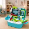 LEAN TOYS 2-in-1 Medical Set im Koffer, tragbare Arztpraxis, Zubehör, Blau