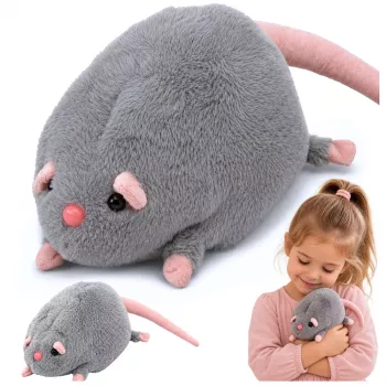 LEAN TOYS Plüschtier Ratte mit langem Schwanz, grau, 40 cm