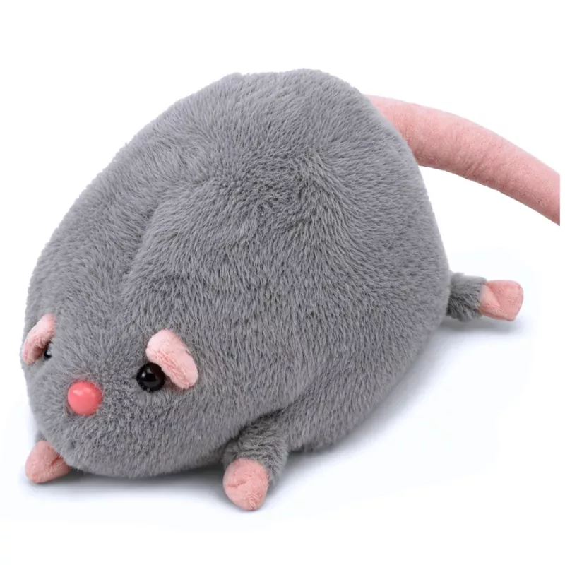 LEAN TOYS Plüschtier Ratte mit langem Schwanz, grau, 40 cm