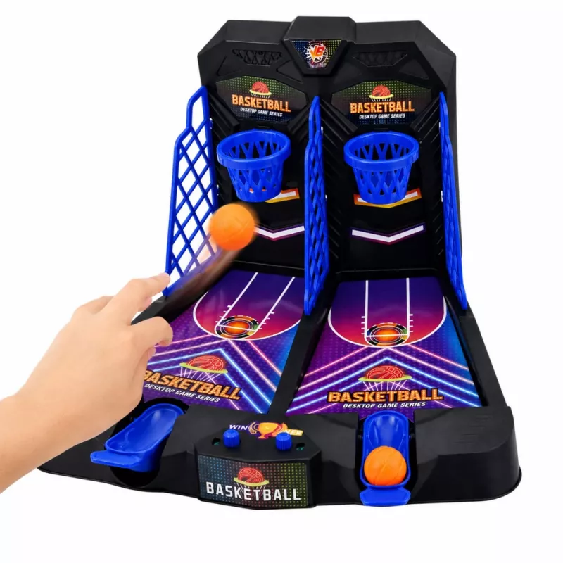LEAN TOYS Mini Tischbasketball Doppel-Geschicklichkeitsspiel für 2 Spieler mit Punktezählung
