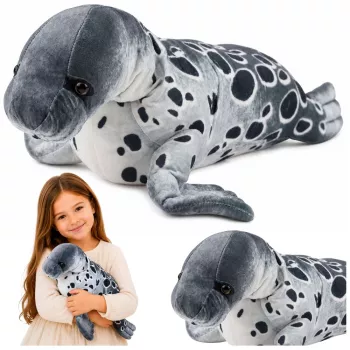 LEAN TOYS Realistisches Robben-Plüschtier Kuscheltier, Grau, 50 cm