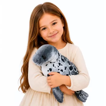 LEAN TOYS Realistisches Robben-Plüschtier Kuscheltier, Grau, 50 cm