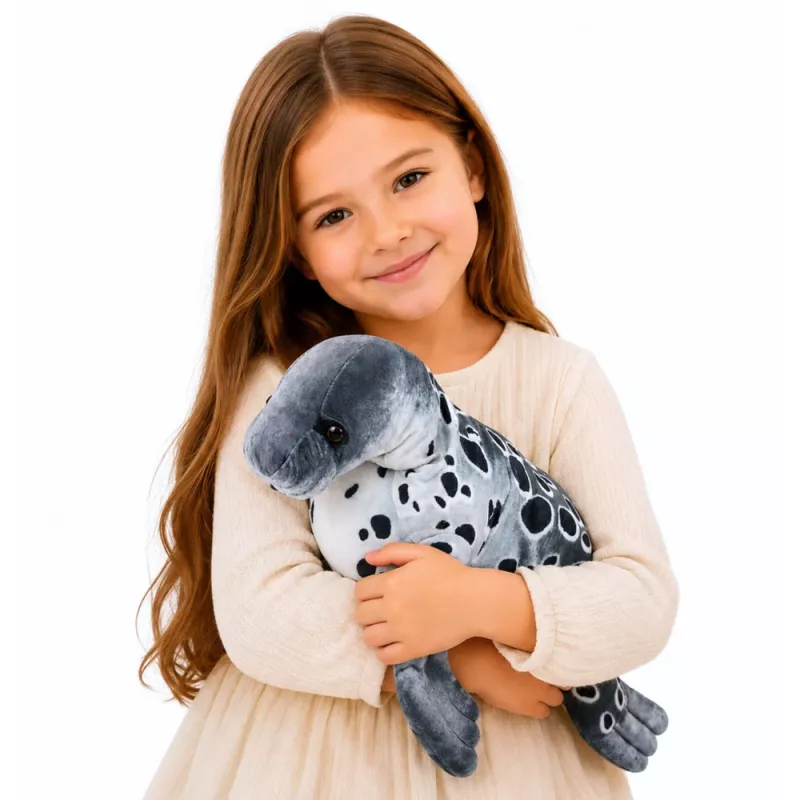 LEAN TOYS Realistisches Robben-Plüschtier Kuscheltier, Grau, 50 cm