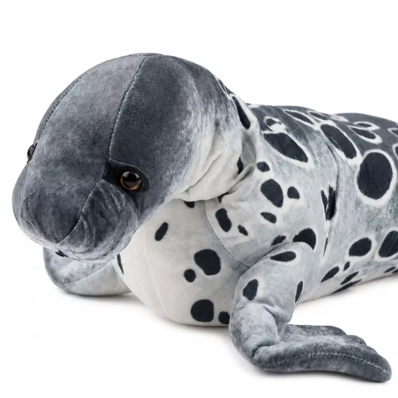 LEAN TOYS Realistisches Robben-Plüschtier Kuscheltier, Grau, 50 cm