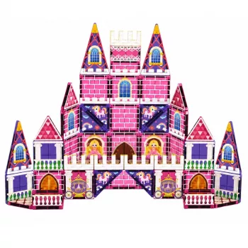 LEAN TOYS Magnetische Bausteine Prinzessinnenschloss Pink 58 Teile