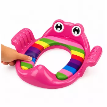 LEAN TOYS Weicher Toilettensitzbezug für Kinder mit Griffen, Pink, für Kleinkinder von 18 Monaten bis 4 Jahren