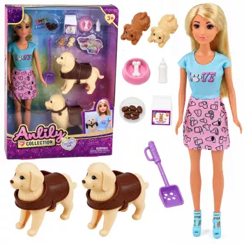 LEAN TOYS Anlily Big Dogs Puppe Haustierpflege Zubehör Set