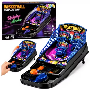 LEAN TOYS Mini Tisch Basketball Arcade-Spiel mit 3 Körben und Abschussvorrichtung