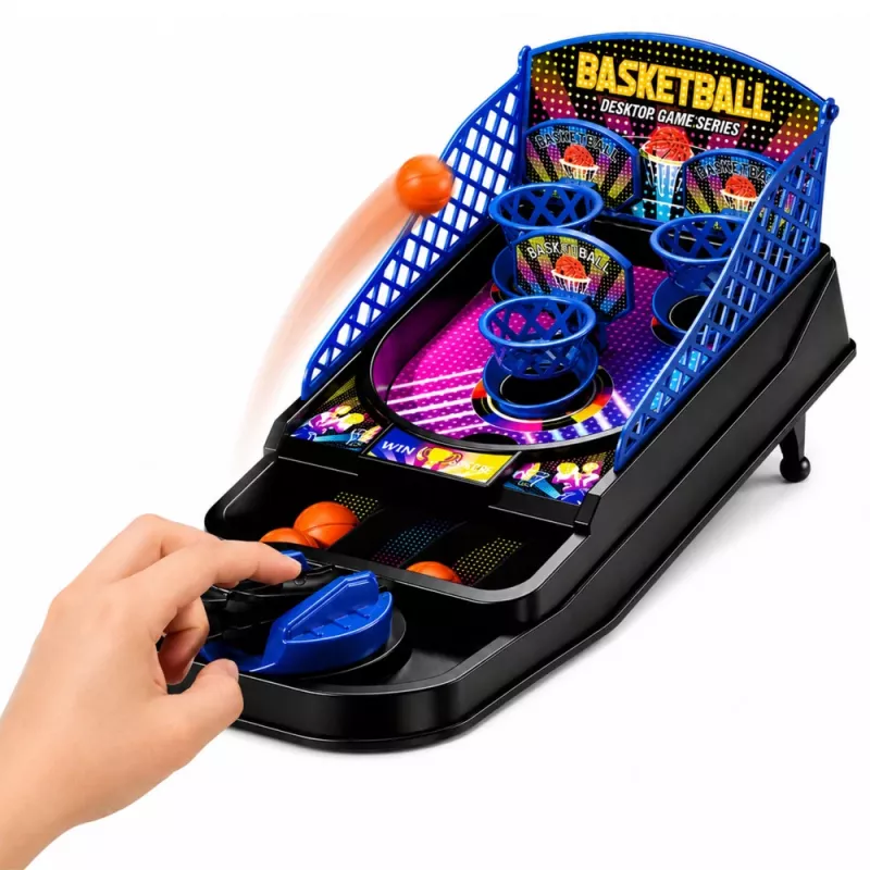 LEAN TOYS Mini Tisch Basketball Arcade-Spiel mit 3 Körben und Abschussvorrichtung