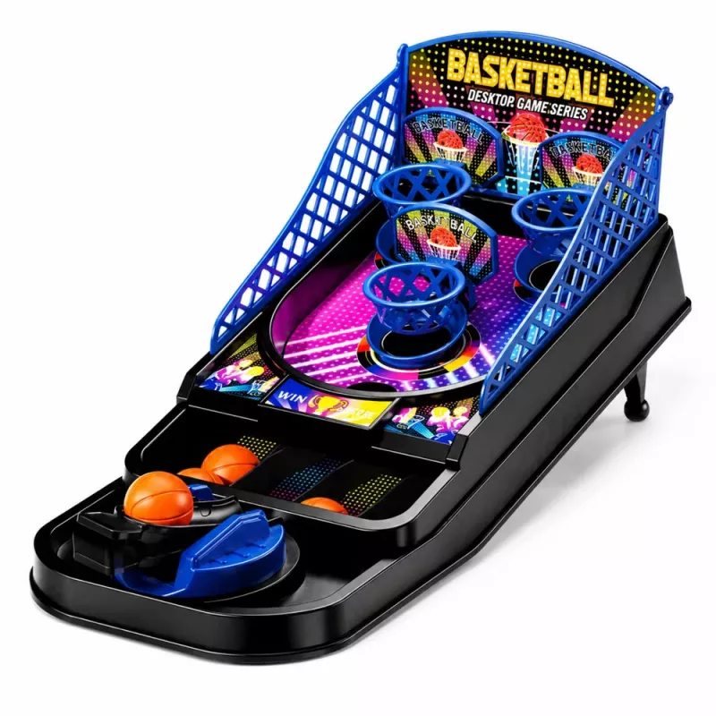 LEAN TOYS Mini Tisch Basketball Arcade-Spiel mit 3 Körben und Abschussvorrichtung