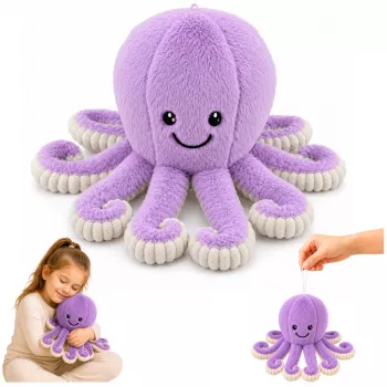 LEAN TOYS Plüsch-Oktopus Kuscheltier mit elastischen Tentakeln Lila 30 cm