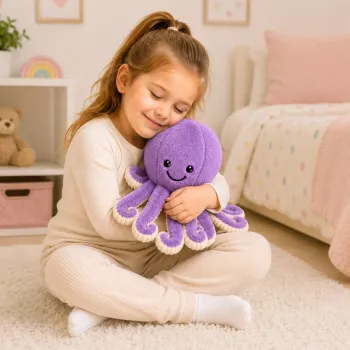 LEAN TOYS Plüsch-Oktopus Kuscheltier mit elastischen Tentakeln Lila 30 cm