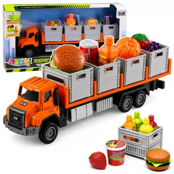LEAN TOYS Orange Food Transport Truck 1:55 Die-Cast Model