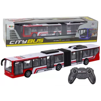 LEAN TOYS ferngesteuerter RC City Bus Rot und Weiß Maßstab 1:20