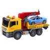 LEAN TOYS Abschleppwagen mit Kran und Rennwagen – Licht- und Soundspielset