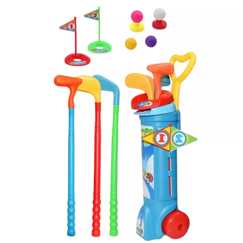 LEAN TOYS Golf-Set mit Trolley, Schlägern, Feld-Sportspiel, 20-teilig