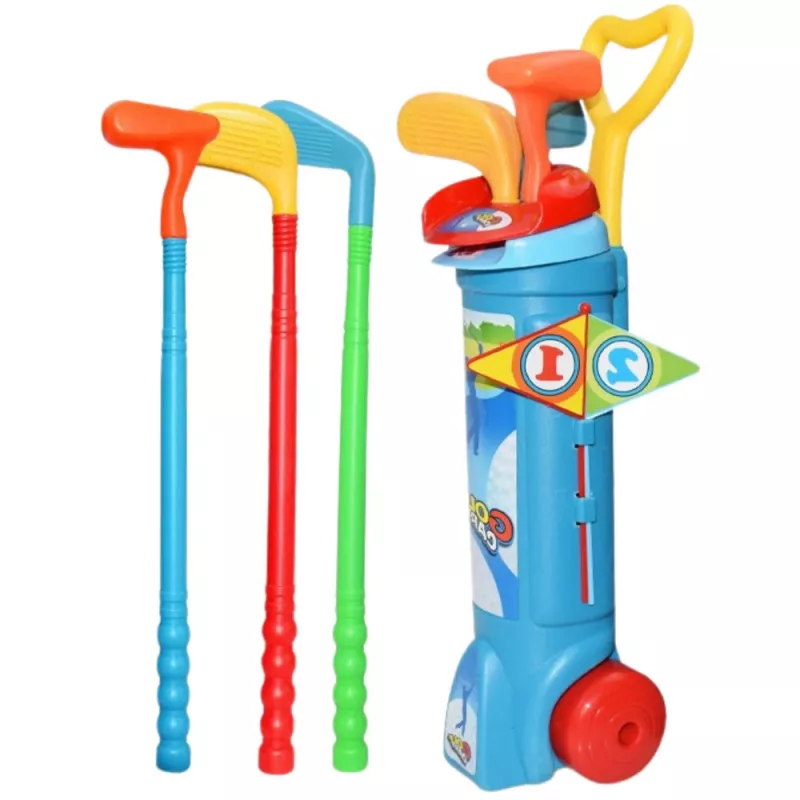LEAN TOYS Golf-Set mit Trolley, Schlägern, Feld-Sportspiel, 20-teilig